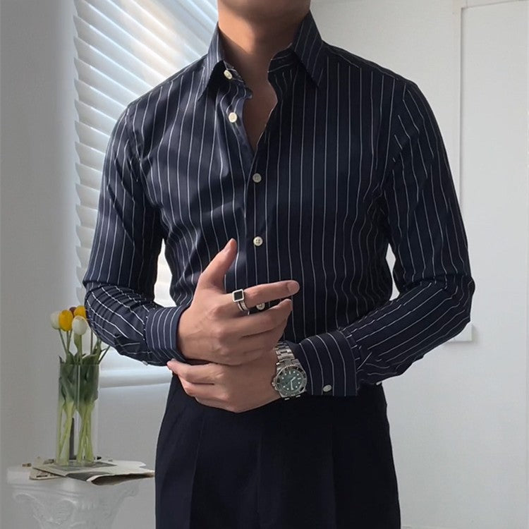 Sjaak Classic slim fit long sleeve men shirt breathable cotton blend refined silhouette