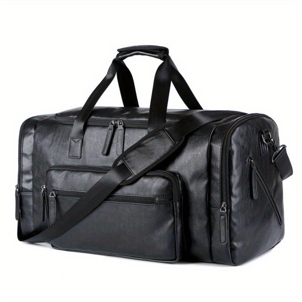 Aiden vegan leather duffle bag spacious interior faux leather travel weekender gym bag