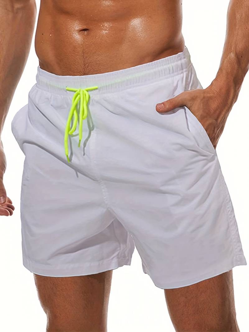 Men's relaxed fit swim trunks with mesh liner, casual beach style for all-day comfort