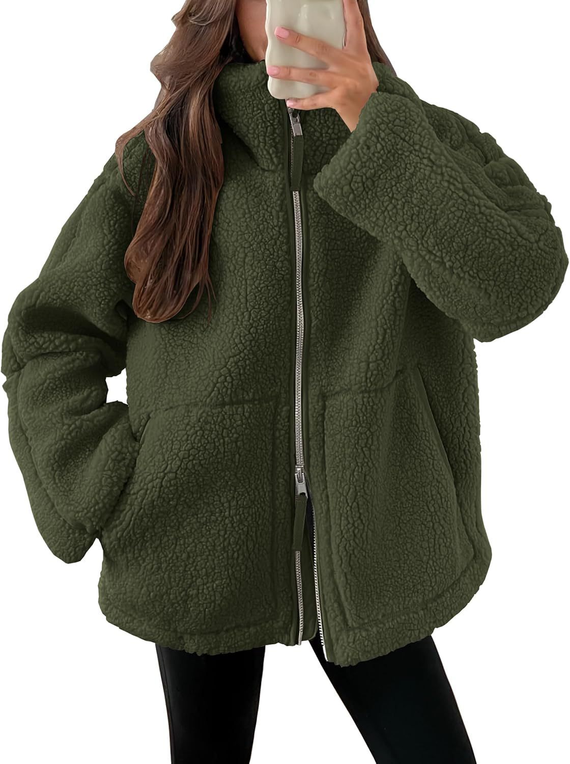 Women's wool blend zip-up jacket relaxed fit notched lapel cozy winter essential modern urban style