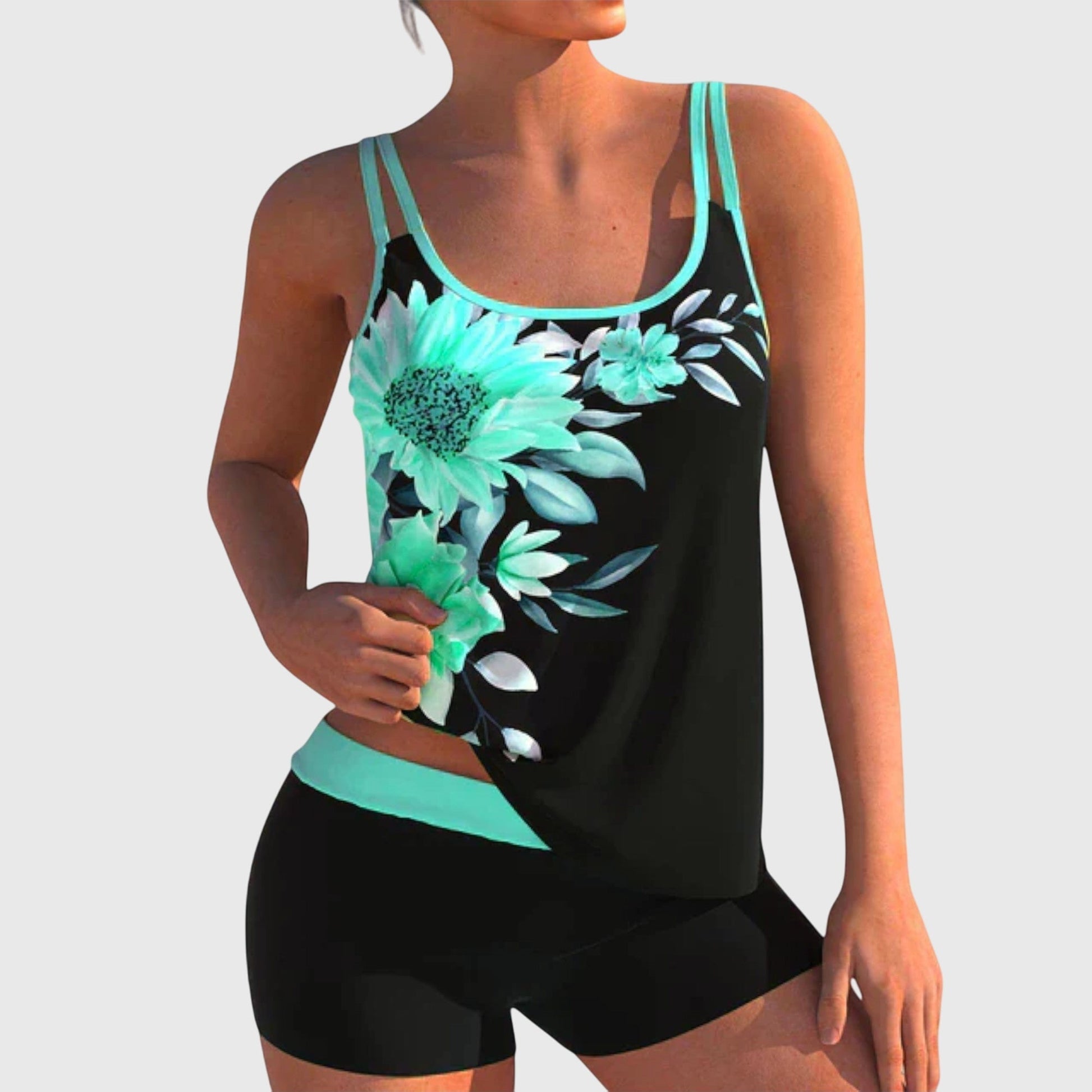 Women's floral print double strap set vibrant blooms lightweight casual everyday style