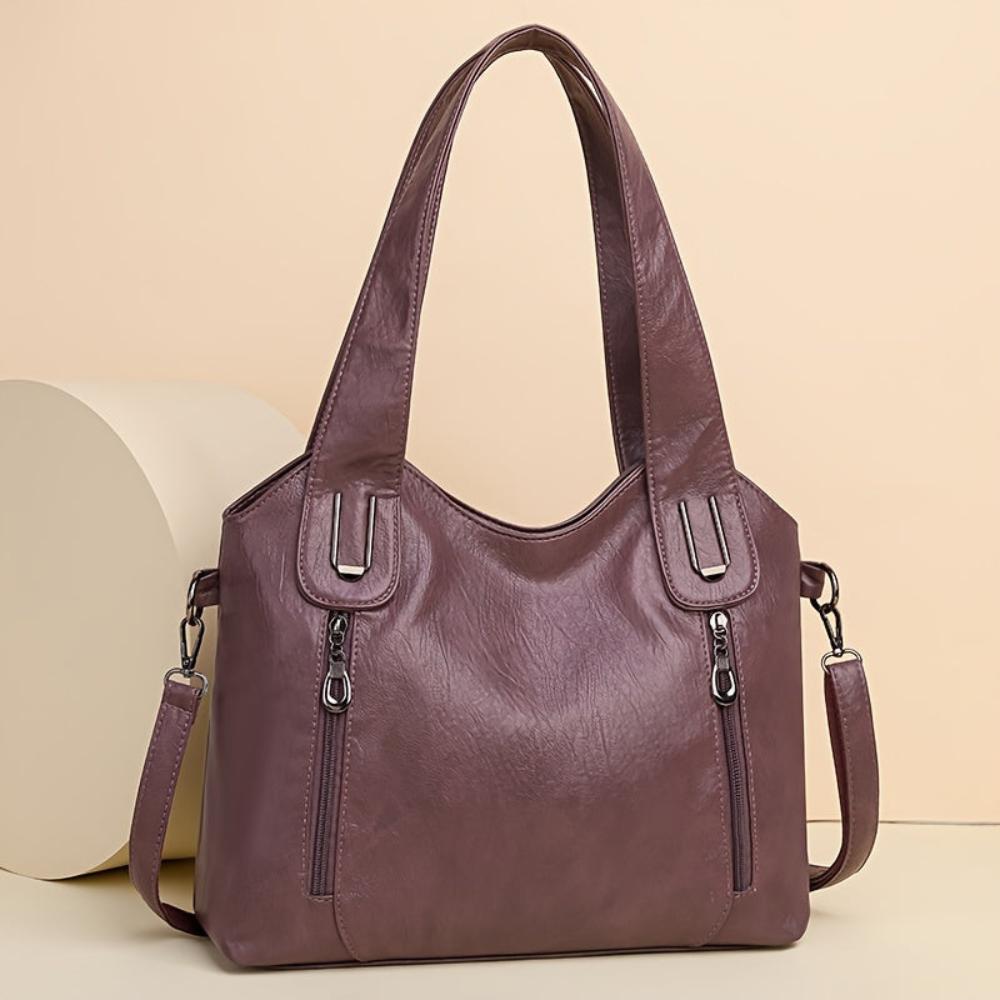 Wendy structured vegan leather tote bag dual handles adjustable strap all-season women's handbag