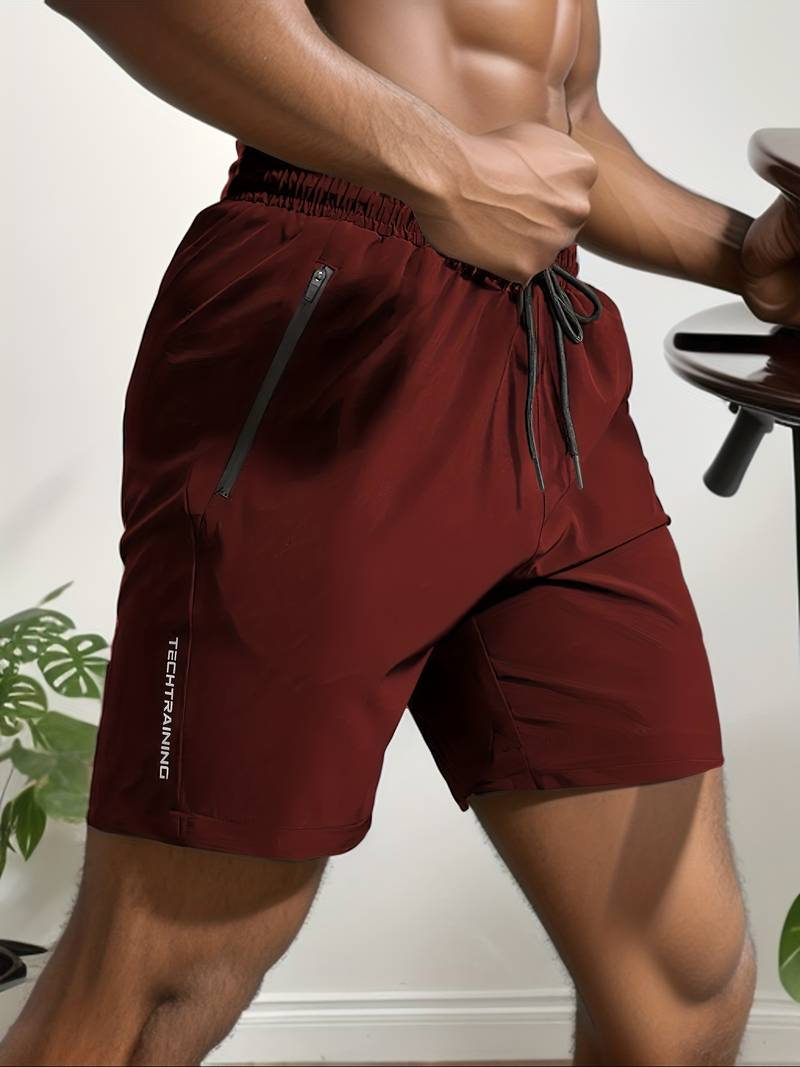 Men's gray quick-drying active shorts with moisture-wicking fabric and athletic performance cut