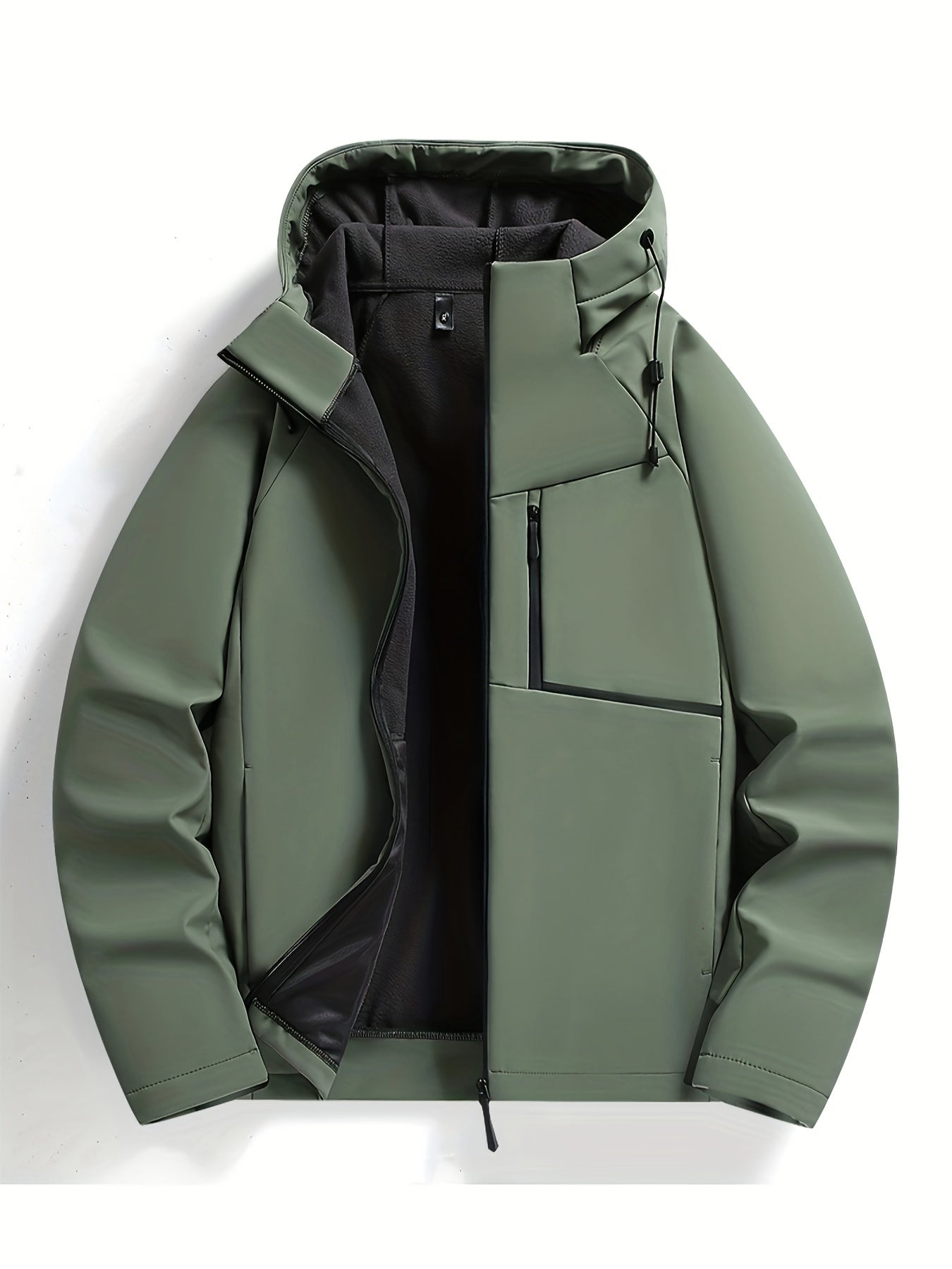Knox men's hooded zip-up casual coat with adjustable hood, modern everyday fit