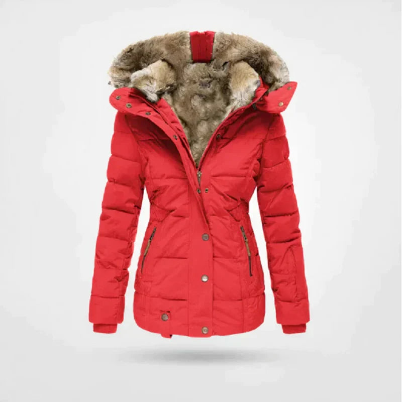 Zélina women's winter coat black elegant silhouette thick insulation soft-edged faux fur hood