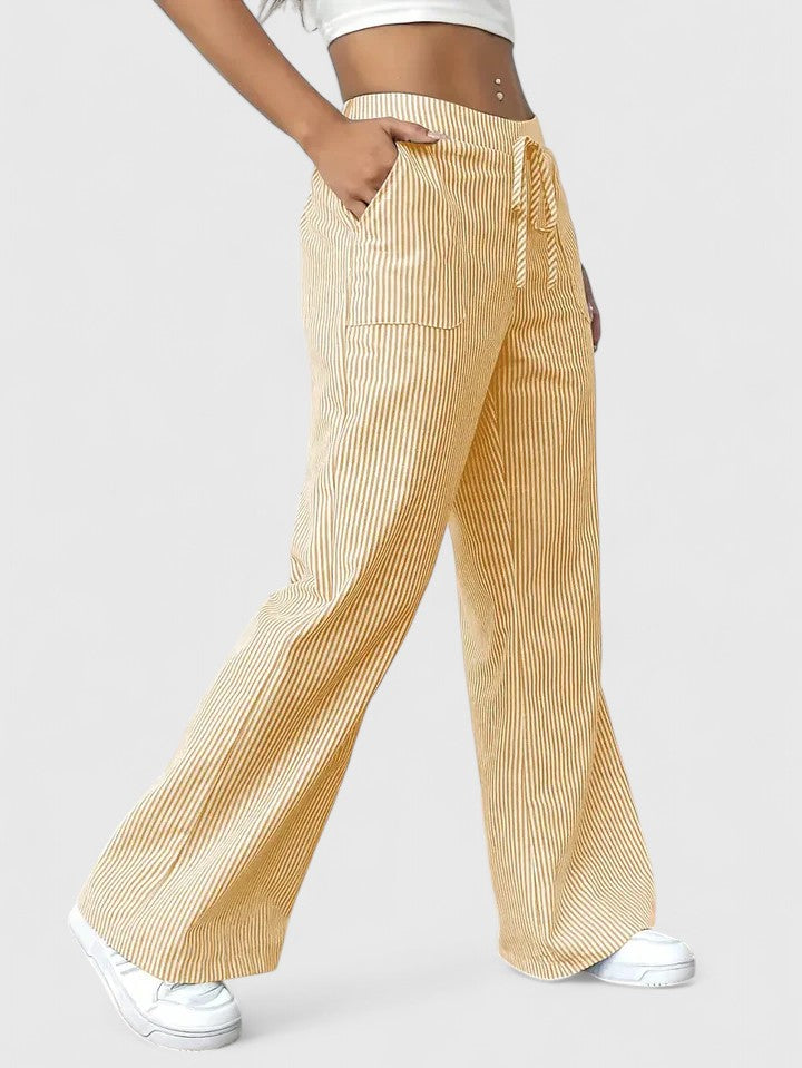 Women's high-waist wide-leg linen pants breathable cotton blend lightweight trousers spring summer essential