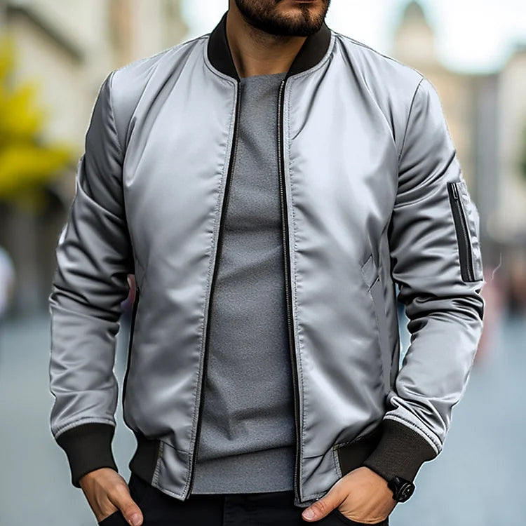 Linus men's bomber jacket urban black regular fit with stand-up collar premium outerwear