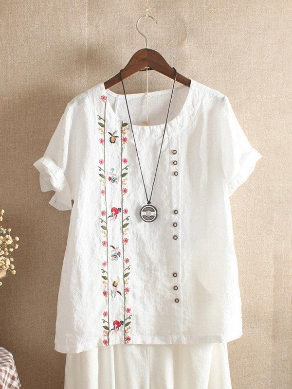 Women's relaxed fit casual short sleeve shift shirt, easy care durable comfort everyday top