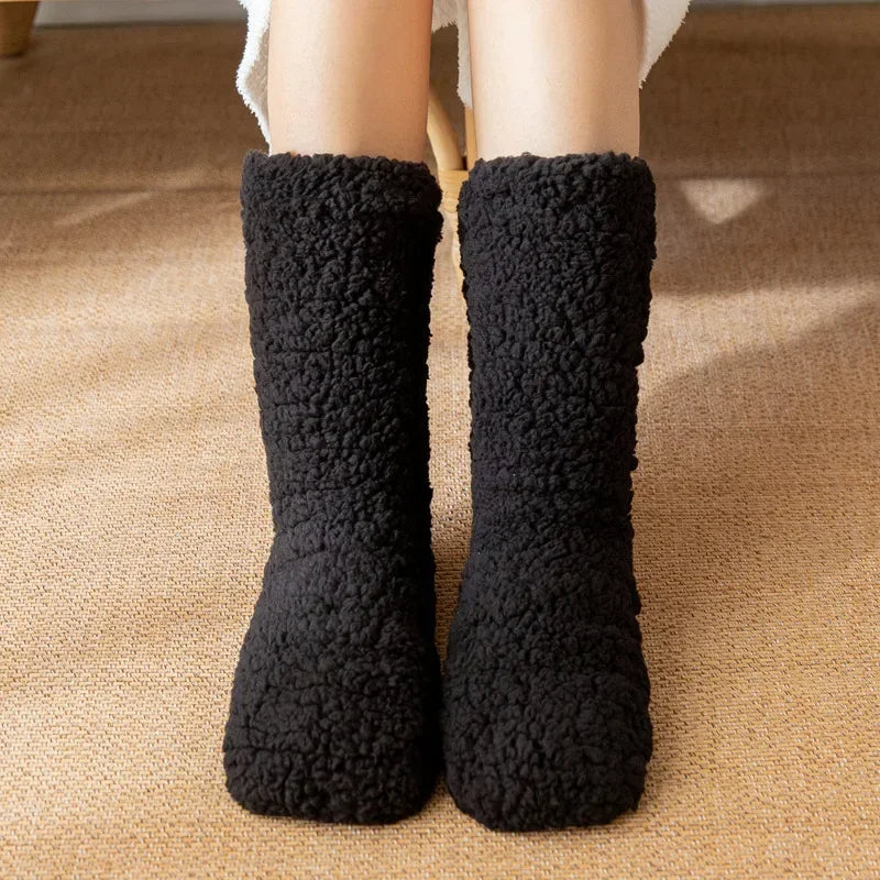 Women's Isabella plush fleece slipper socks mid-calf relaxed fit with soft cushioned interior