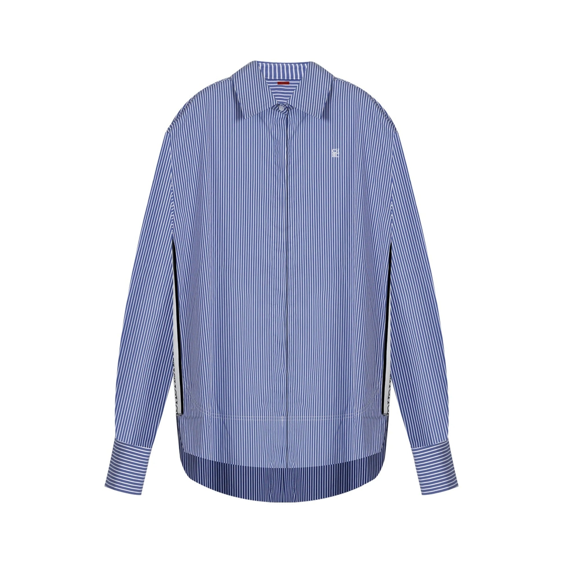 Women's oversized vertical striped blouse relaxed fit classic collar casual everyday style