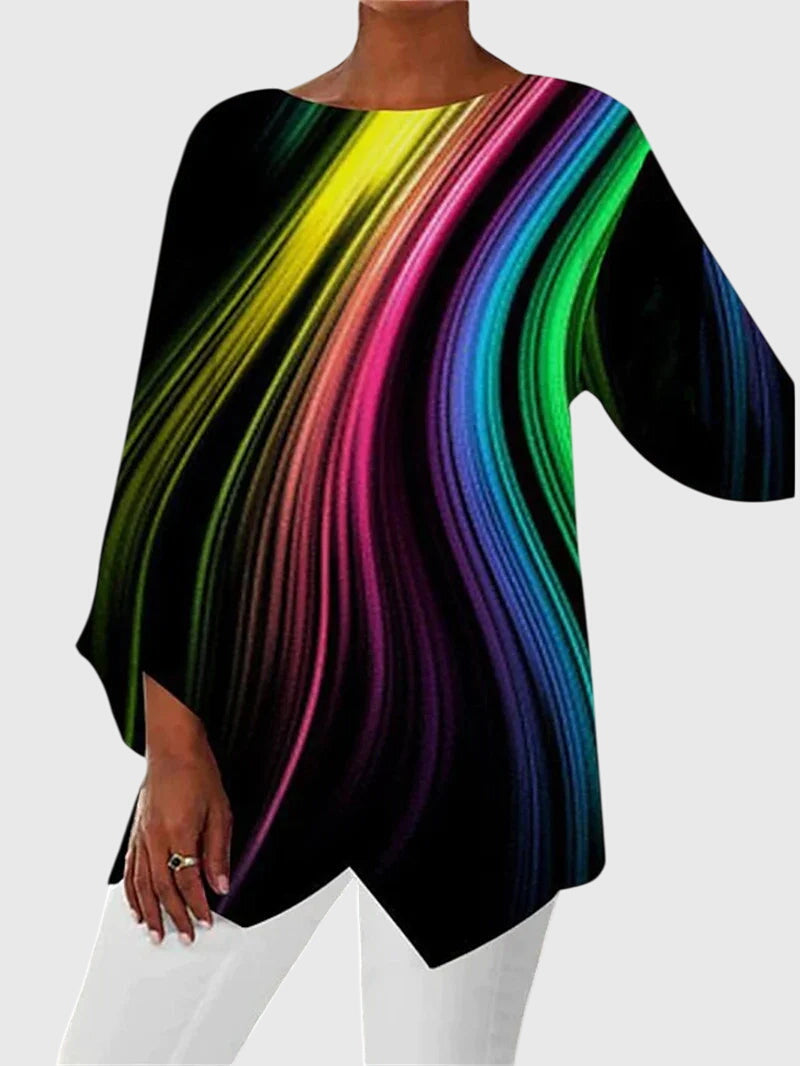 Women's flowing blouse with sparkle detail accents in a modern silhouette for radiant everyday style
