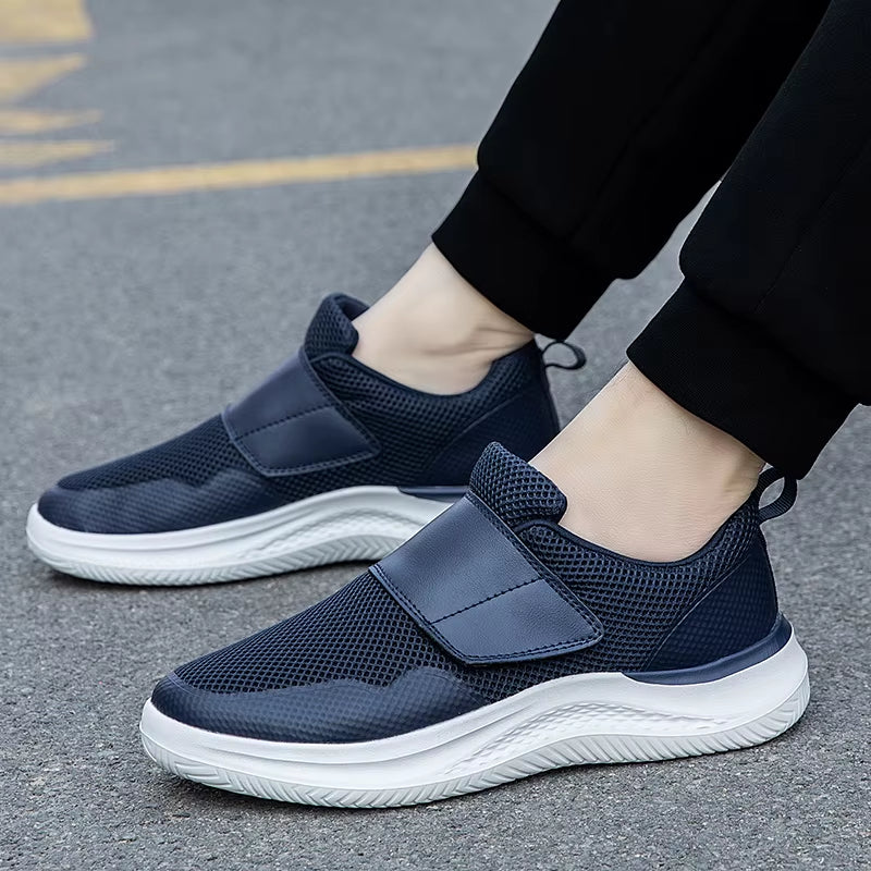 Mavrix ultralight white slip-on sneaker breathable mesh upper with wide Velcro strap for active wear