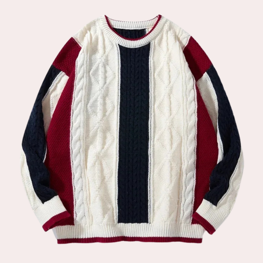 Men's Walter ribbed knit sweater, neutral-tone modern cut with sustainable soft knitwear