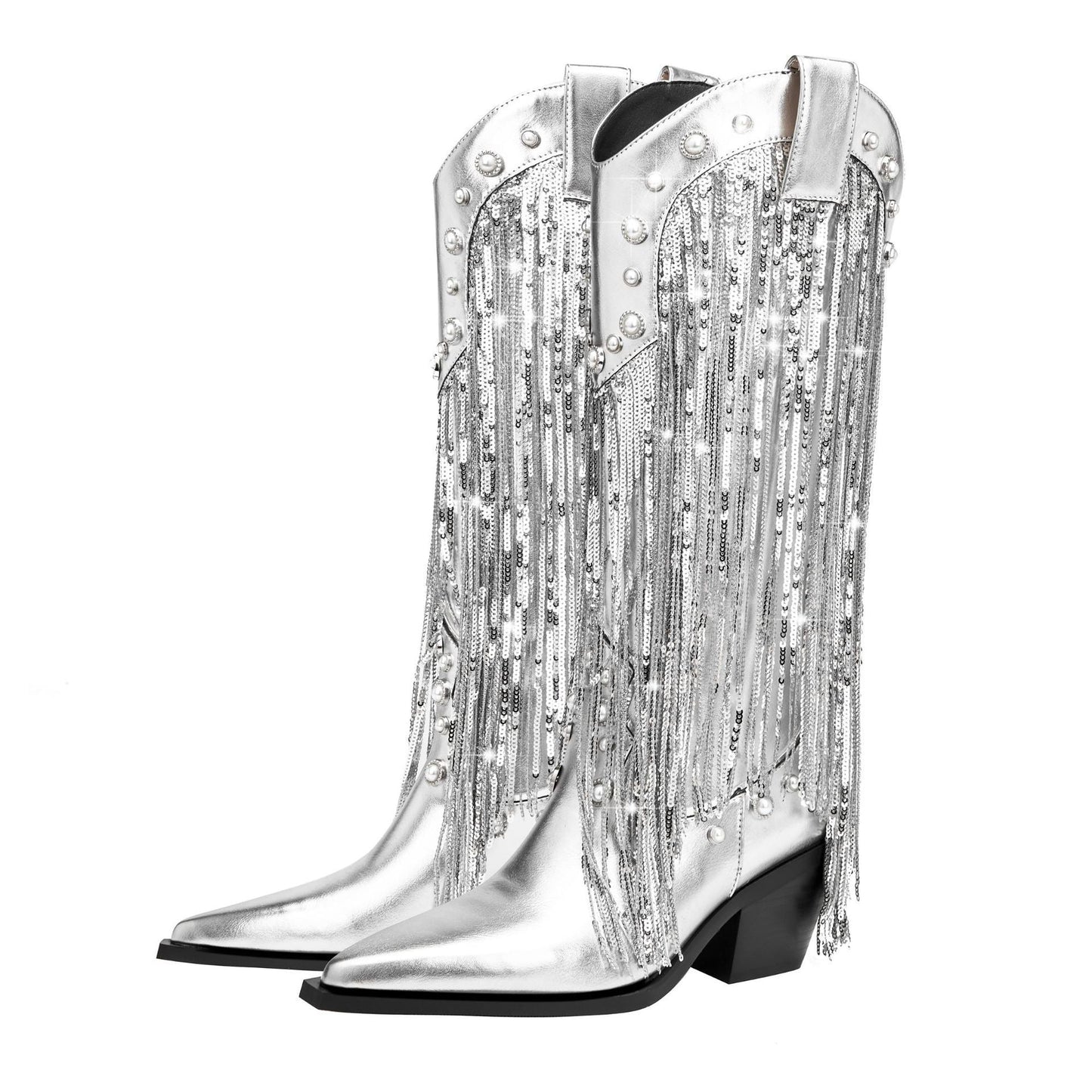 Women's brown Western-inspired fringed boots with elegant fringe detailing for all-day comfort