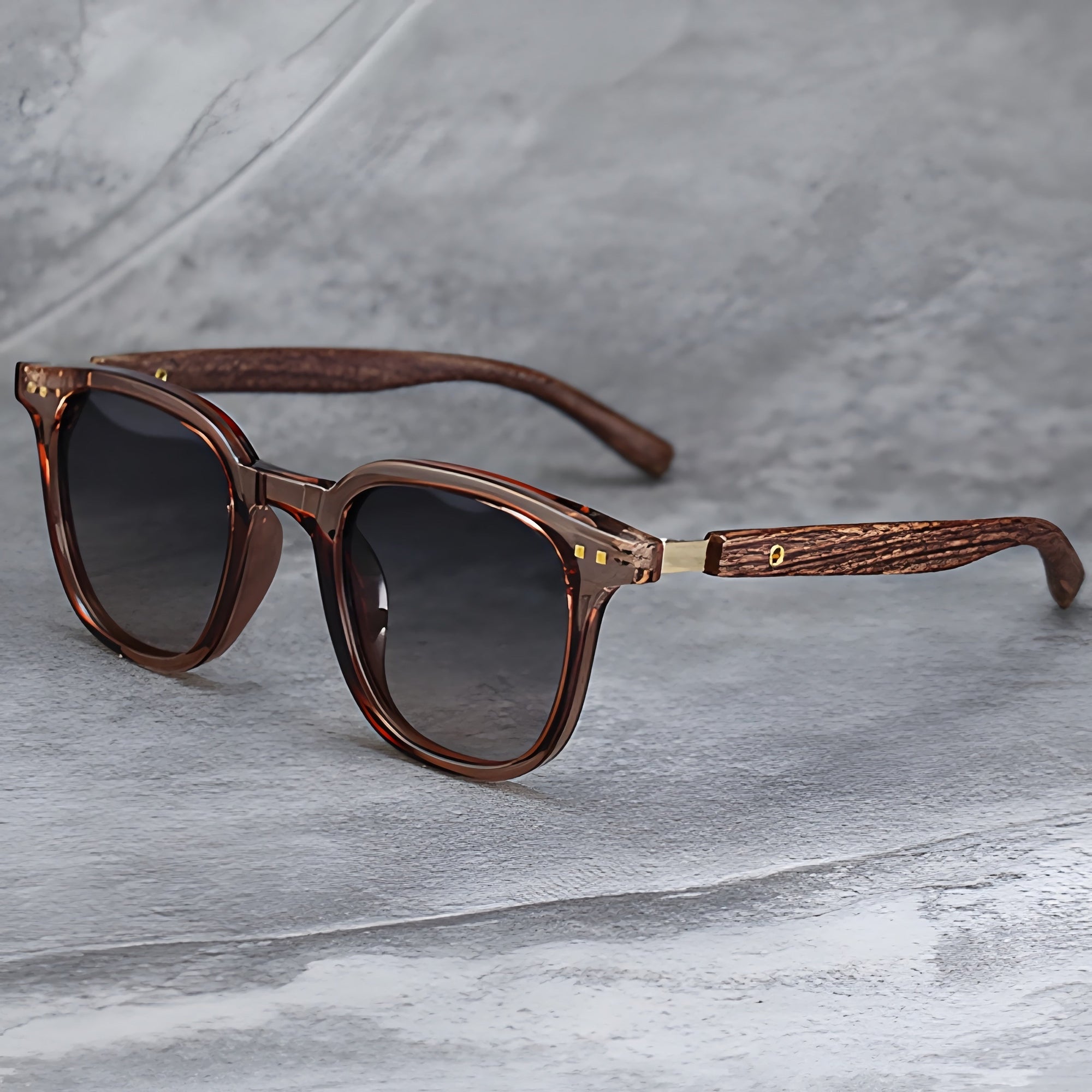Oaken Horizon acetate sunglasses with natural wooden temples, UV protection, lightweight sustainable design