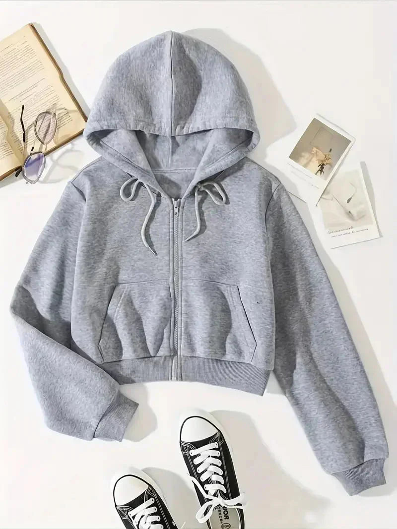 Women's casual split zip hoodie in relaxed fit, sustainable easy-care fabric with ventilated closure