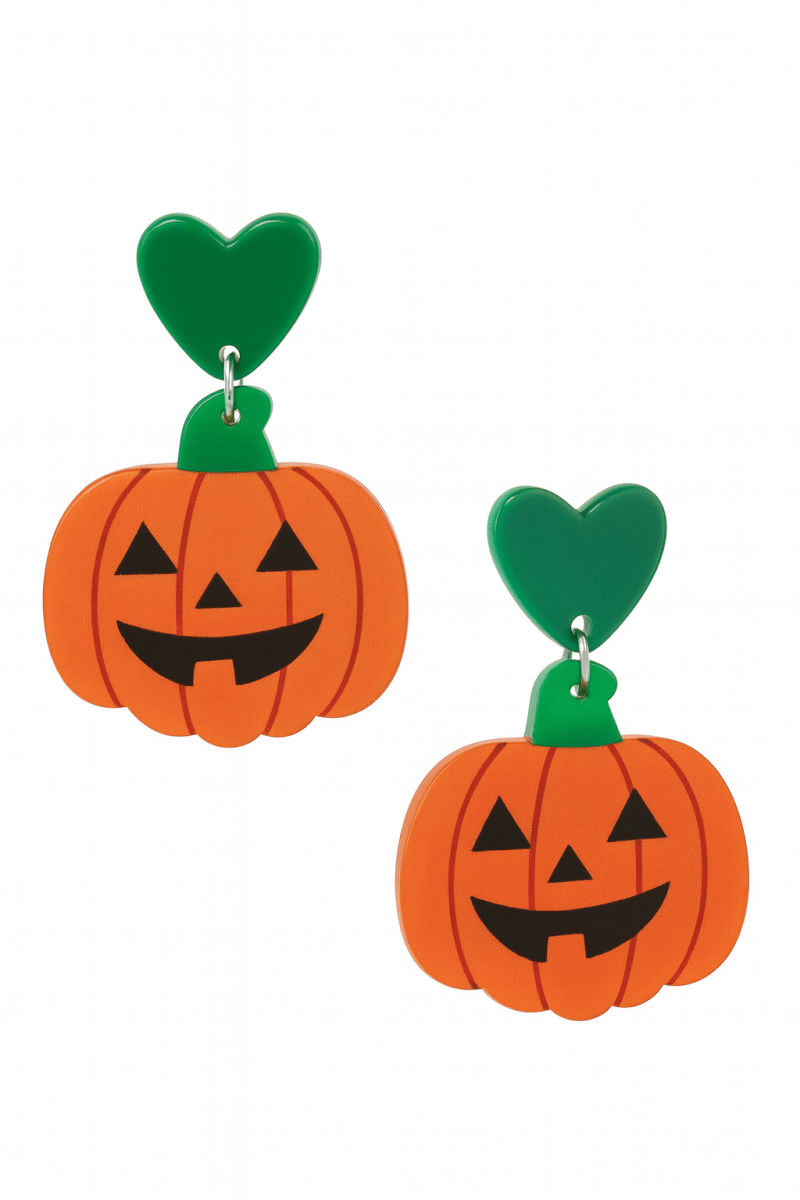 Earrings Halloween Acrylic Pumpkin Stud Lightweight - Urbann-Vibe