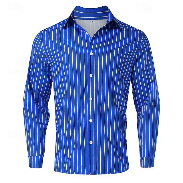 Men's Luke striped button-up shirt regular fit long sleeves classic versatile cotton blend design