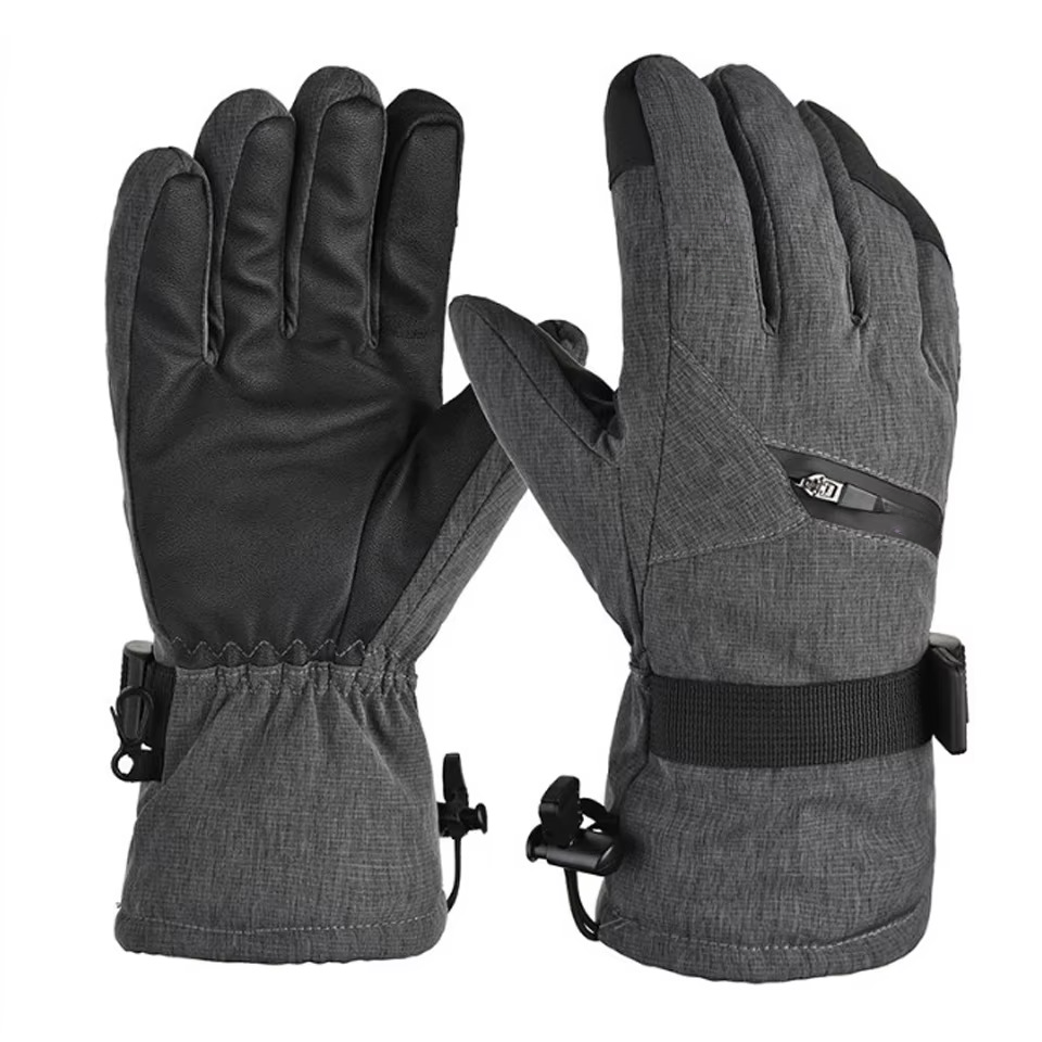 Urbann-Vibe unisex black ski gloves touchscreen-compatible fleece-lined for winter warmth and grip