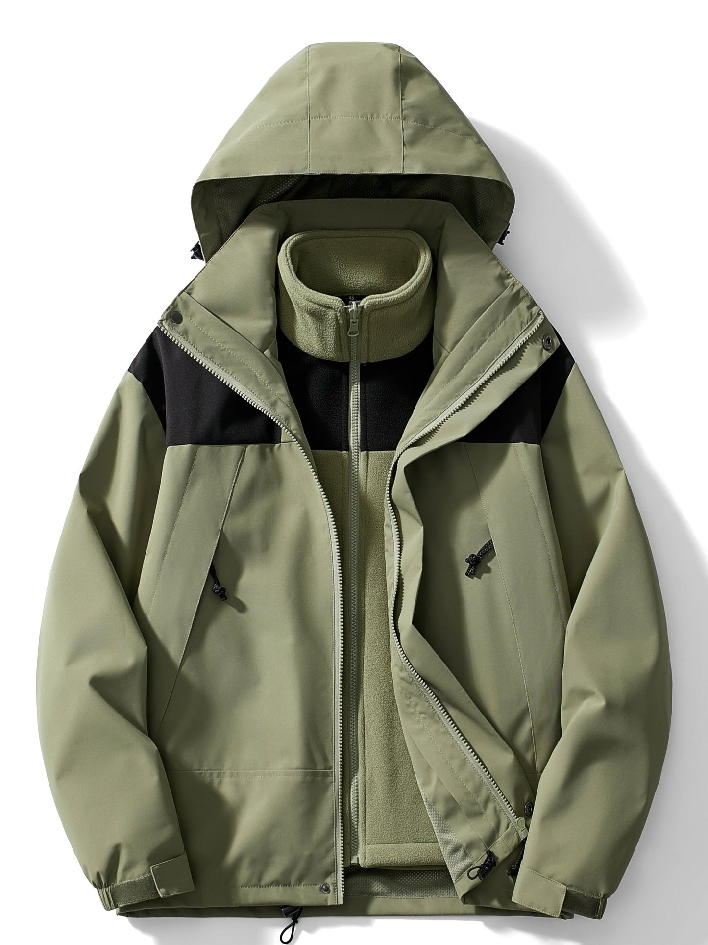 Women's 3-in-1 hooded fleece winter jacket, versatile layering system for cold weather