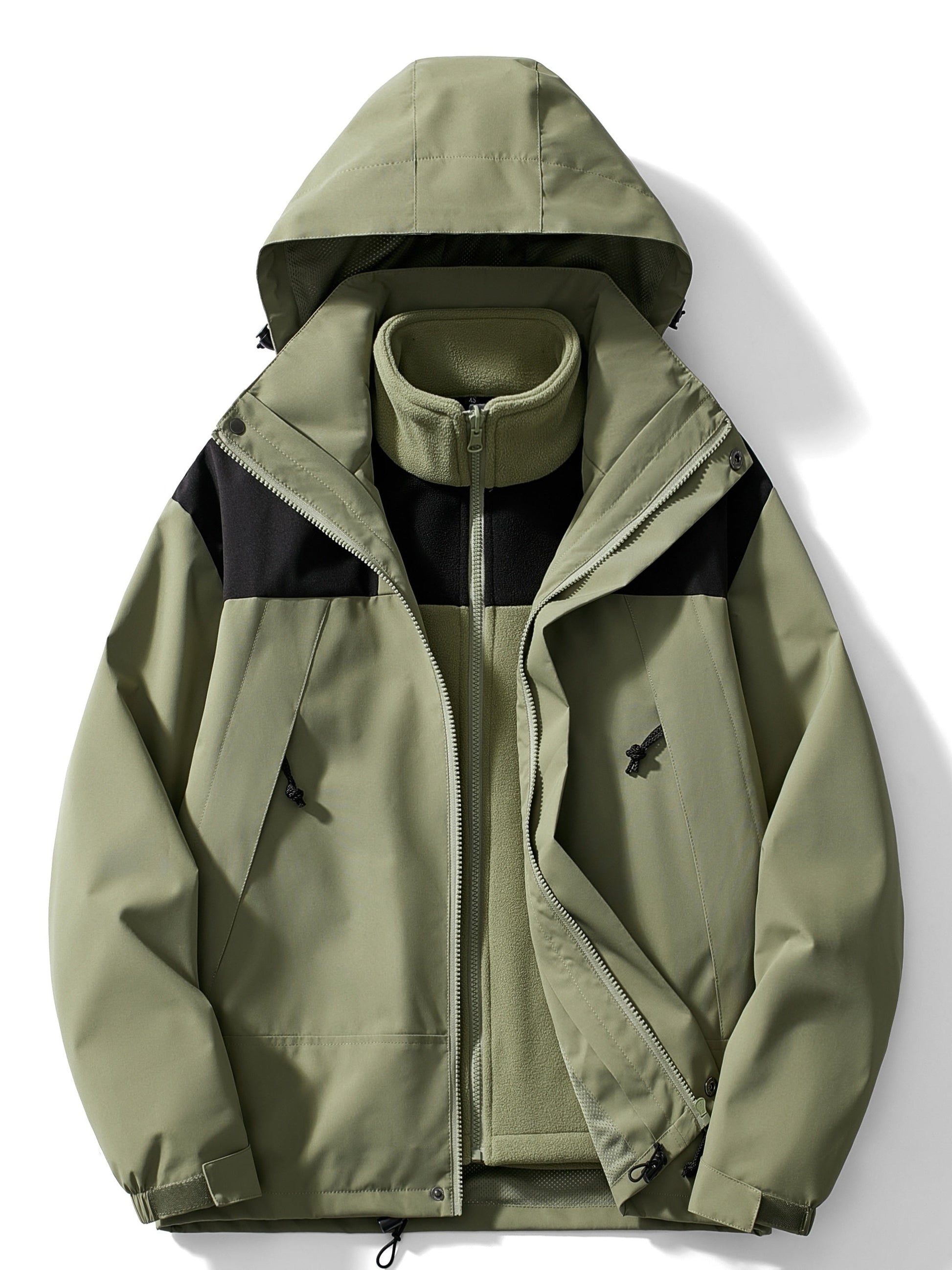 Women's 3-in-1 hooded fleece winter jacket, versatile layering system for cold weather