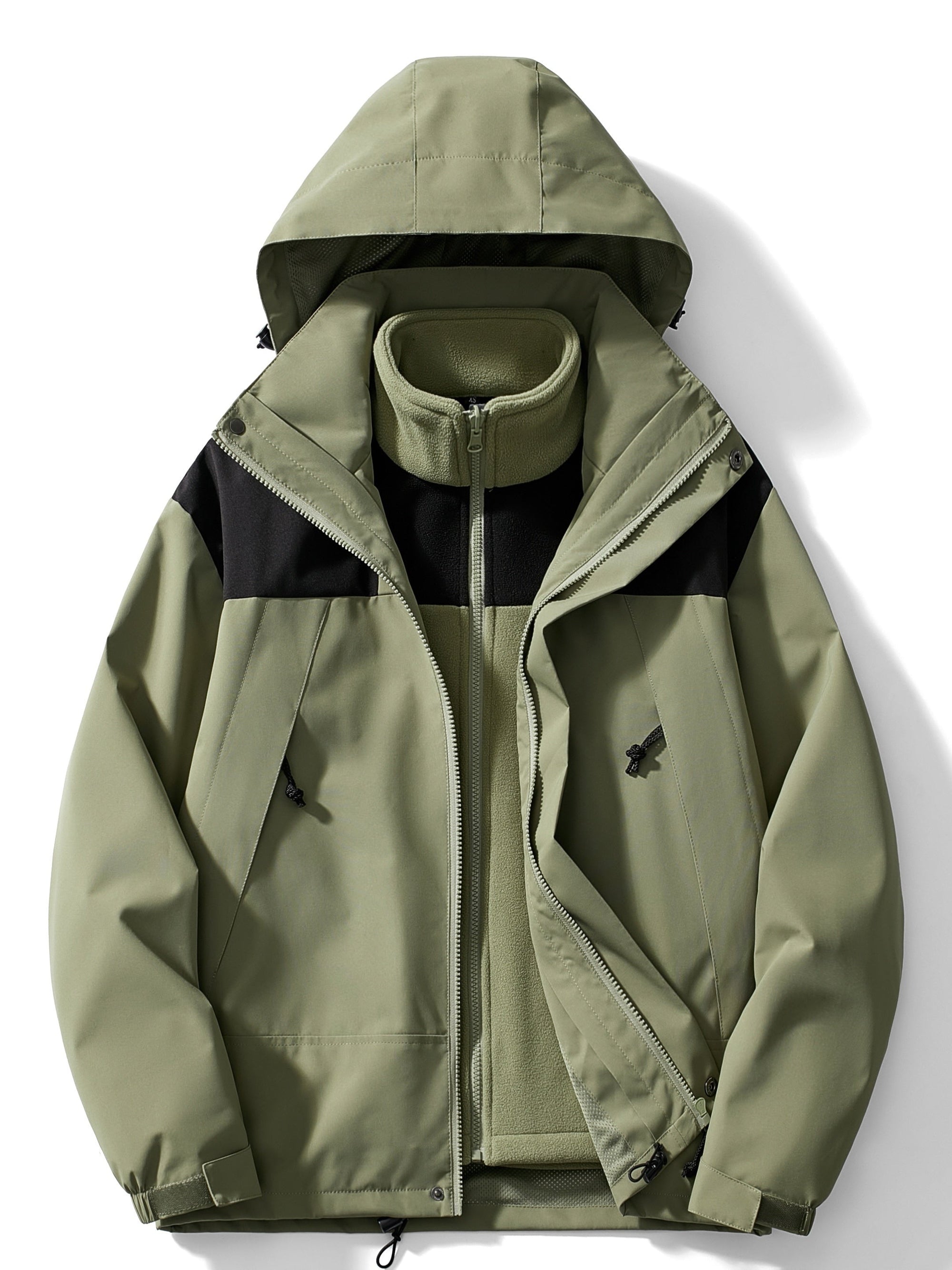 Women's 3-in-1 hooded fleece winter jacket, versatile layering system for cold weather