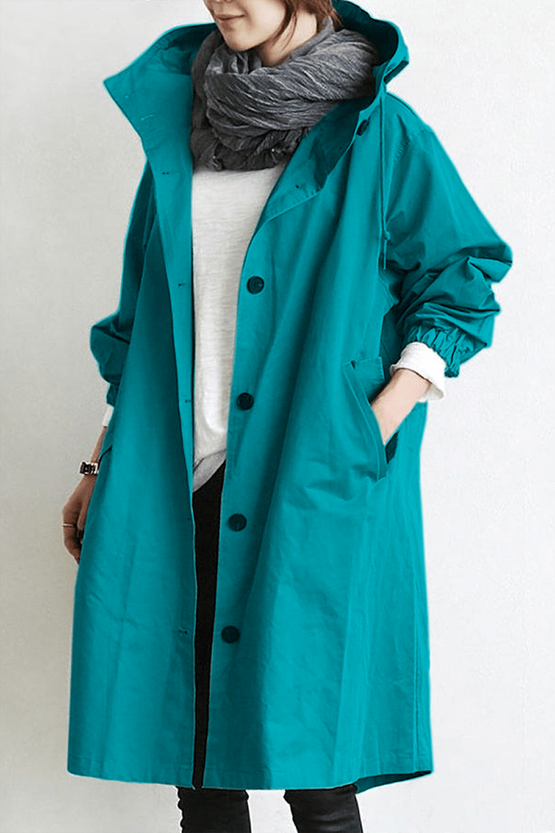 Women's oversized hooded windbreaker rain jacket lightweight water-resistant all-weather layer