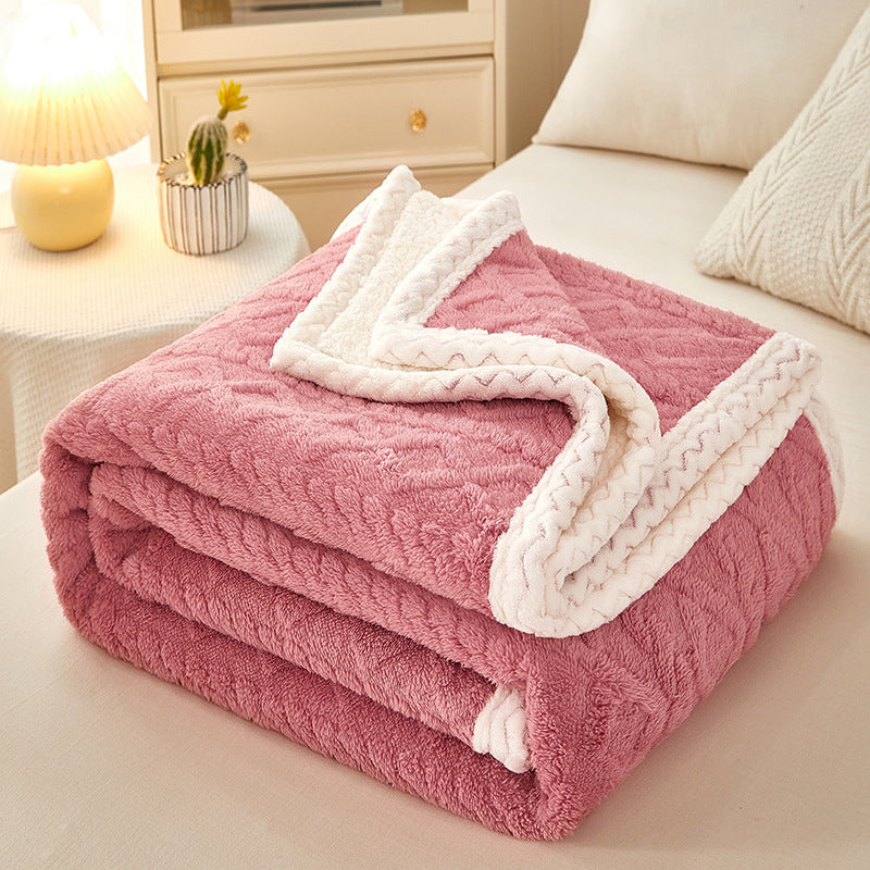 Reversible sherpa fleece throw blanket dual-texture plush design for cozy home warmth