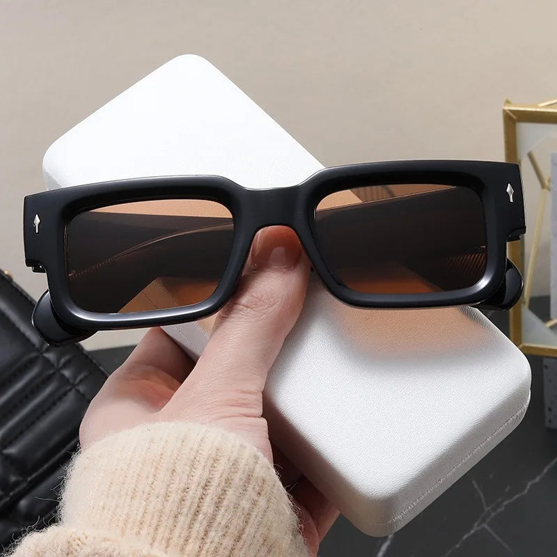 Venice square frame unisex sunglasses bold minimalist black streetwear UV400 protection casual style