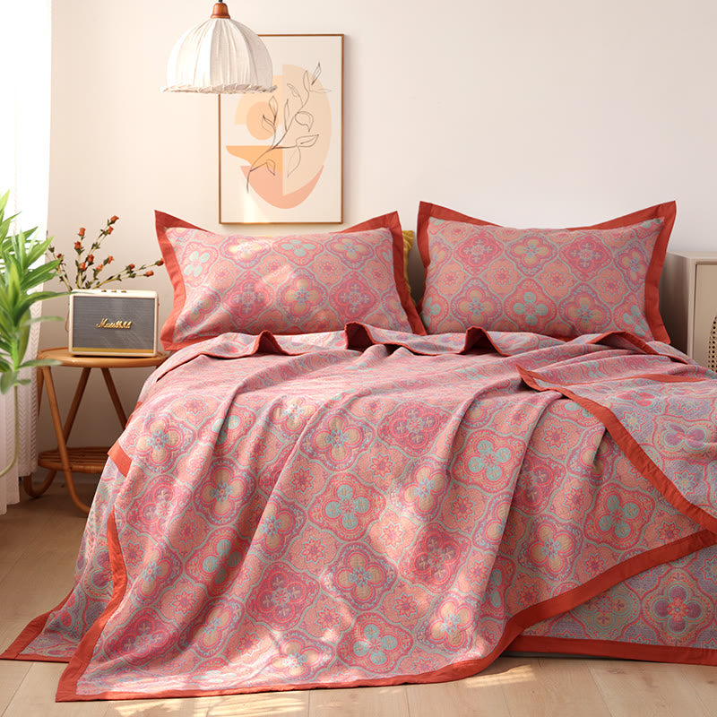 Bohemian reversible quilt soft floral two-sided pattern cozy boho home decor bedroom throw