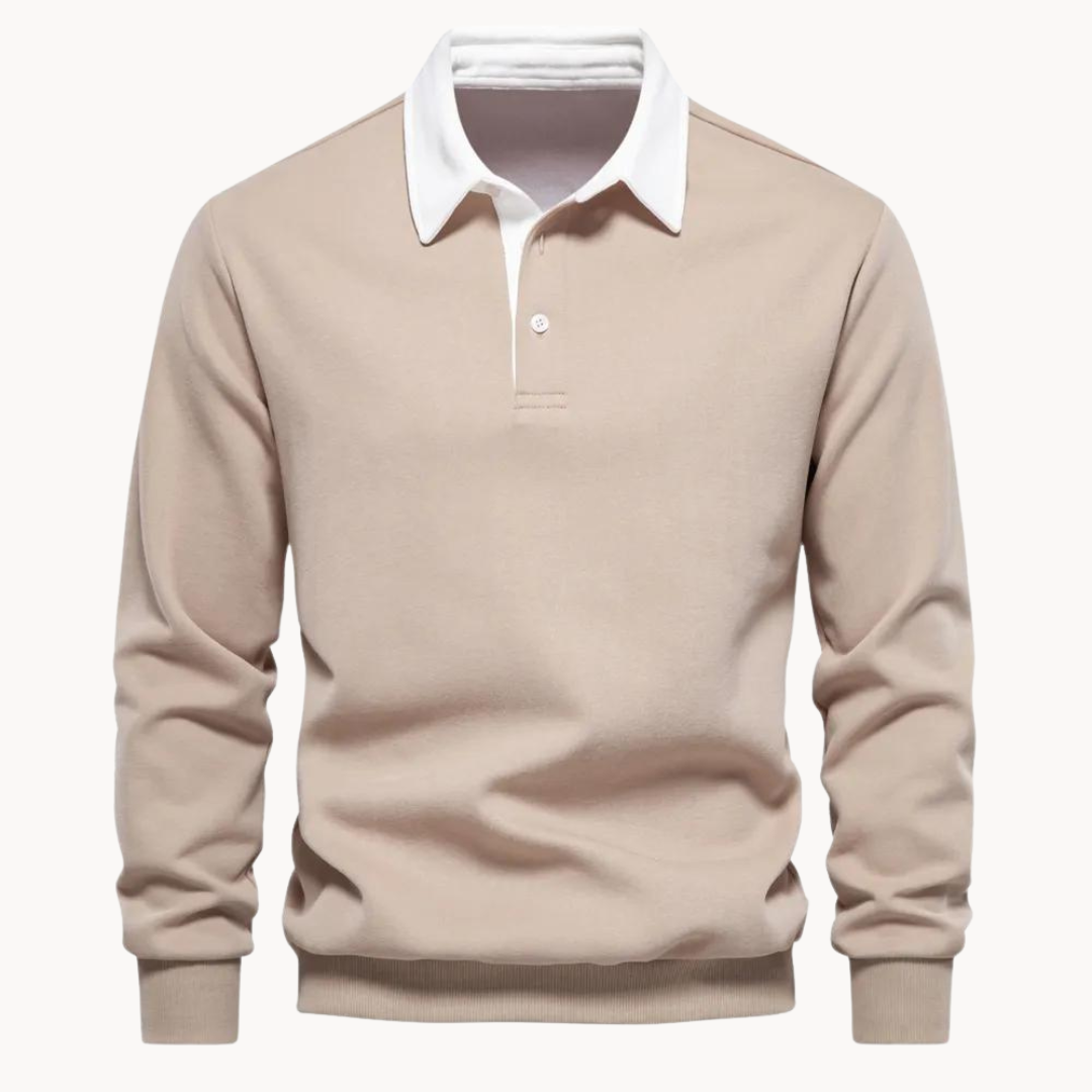 Rafael unisex vintage polo sweatshirt in cotton blend with retro turn-down collar casual fit