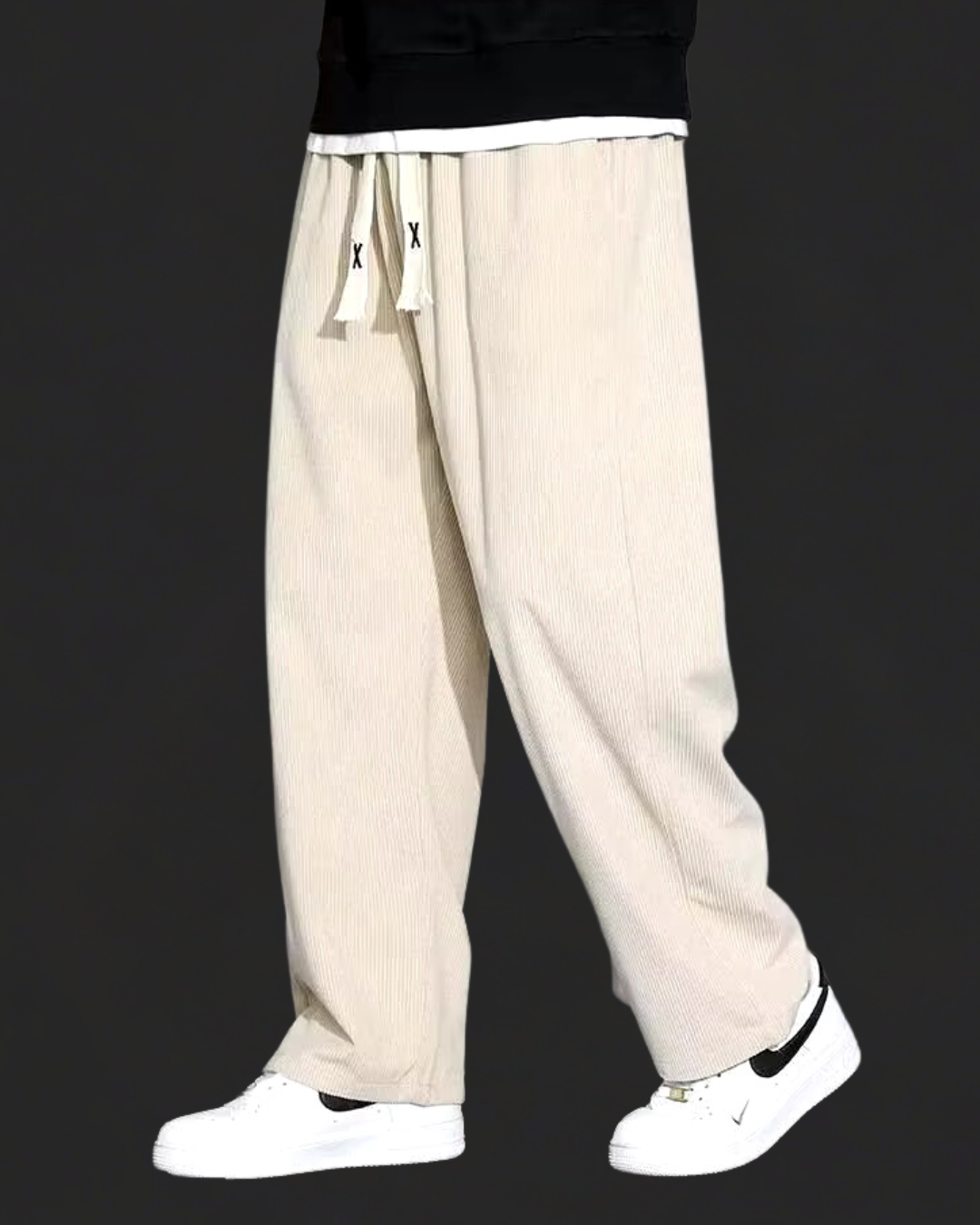 Women's loose fit flared corduroy pants in classic warm tones with soft ribbed texture