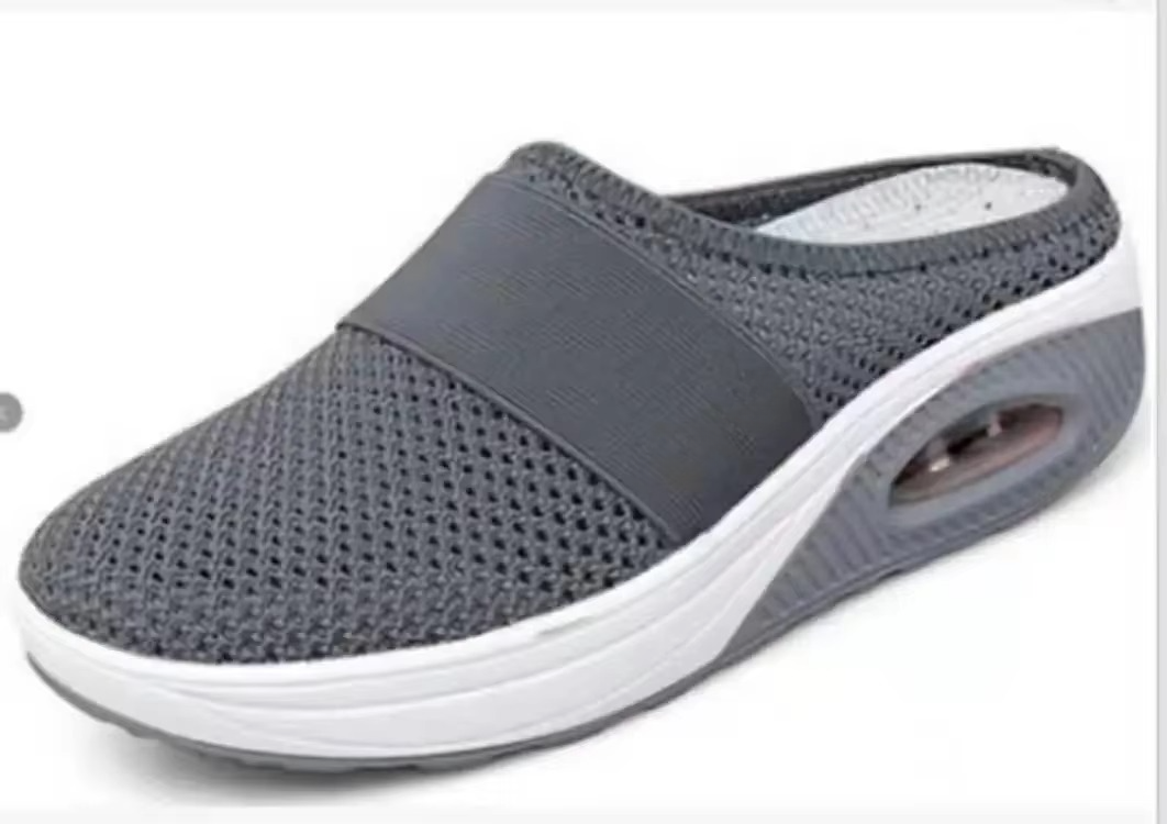 Women's orthopedic slip-on walking shoes lightweight breathable mesh platform mules with air cushion support