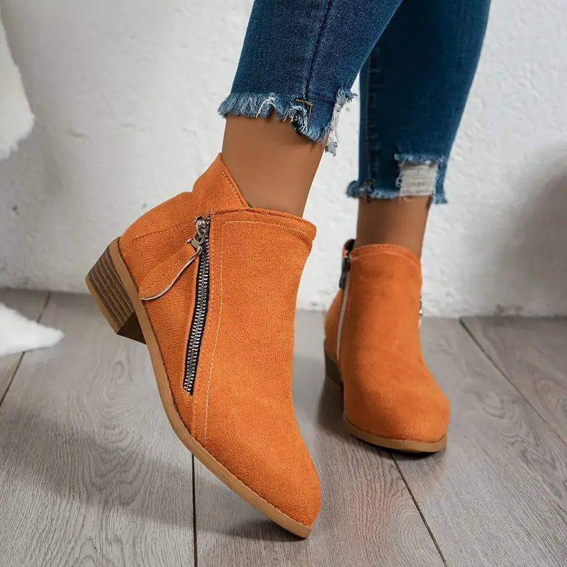 Women's knee-high boots with side zipper, elegant silhouette in versatile colors for everyday chic
