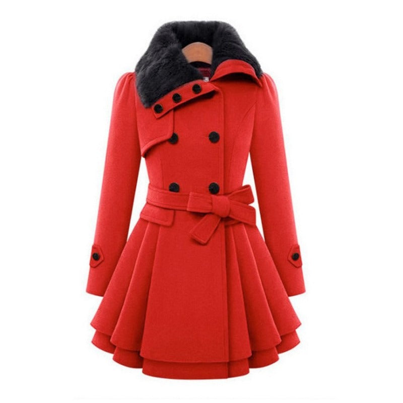 Women's elegant weatherproof winter outerwear coat refined silhouette easy-care fabric for cold days