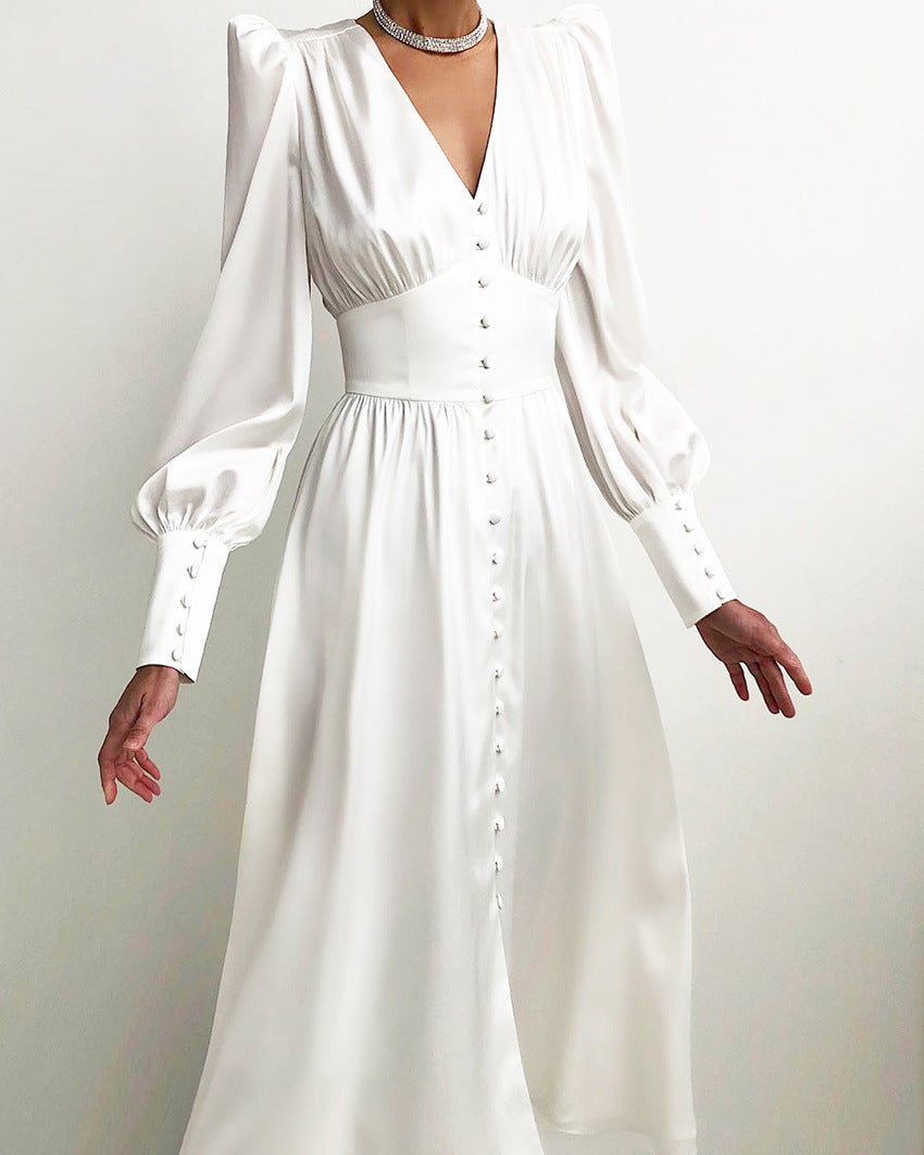 Women's Suzanne elegant evening dress luminous shimmering fabric fluid silhouette timeless style
