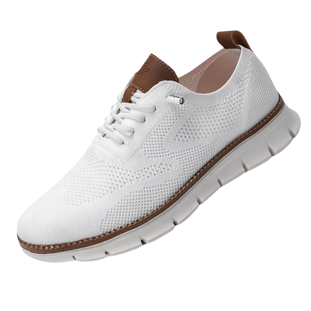 Men's gray breathable knitted walking shoes lightweight cushioned sole slip-on style daily comfort