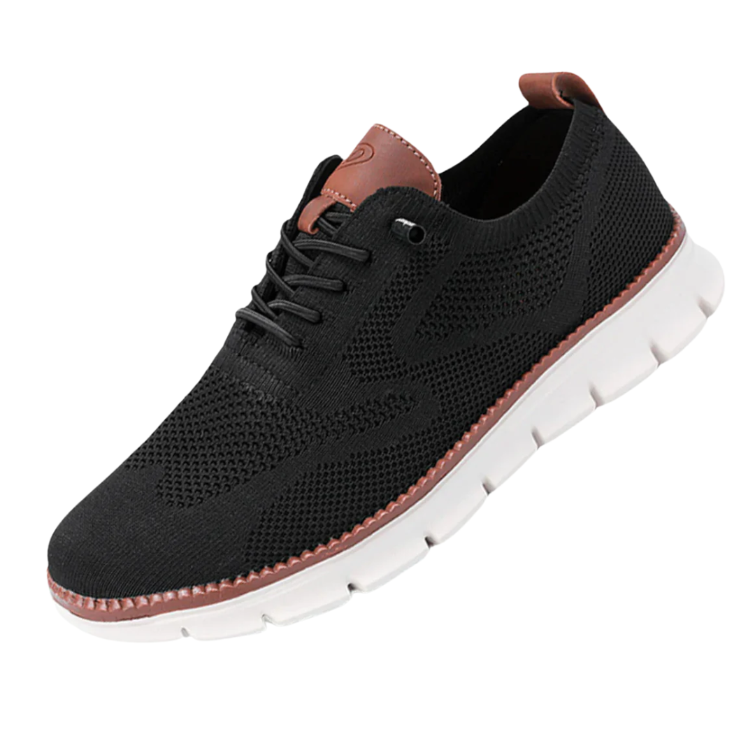 Men's gray breathable knitted walking shoes lightweight cushioned sole slip-on style daily comfort