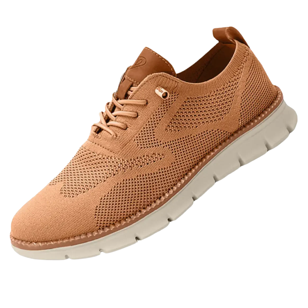 Men's gray breathable knitted walking shoes lightweight cushioned sole slip-on casual work sneakers