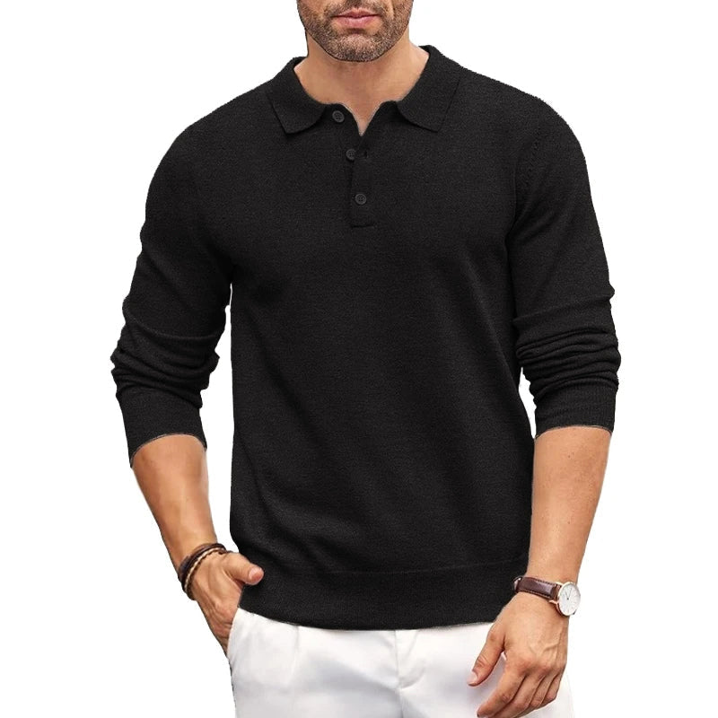 Men's George regular fit polo collar knit sweater long sleeve classic smart casual winter staple