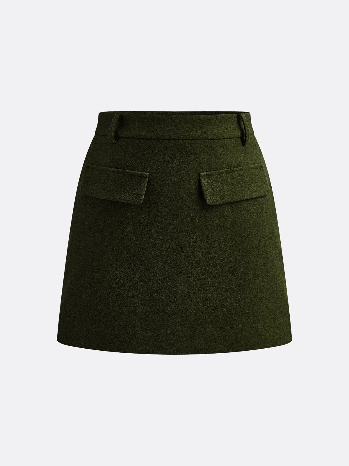 Black mini skirt mid-waist tailored polyester structured drape versatile modern silhouette