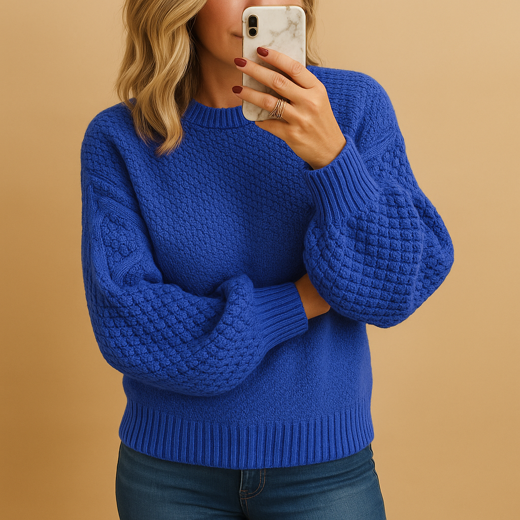 Women's chunky knit pullover sweater relaxed fit long sleeve cozy everyday layering style