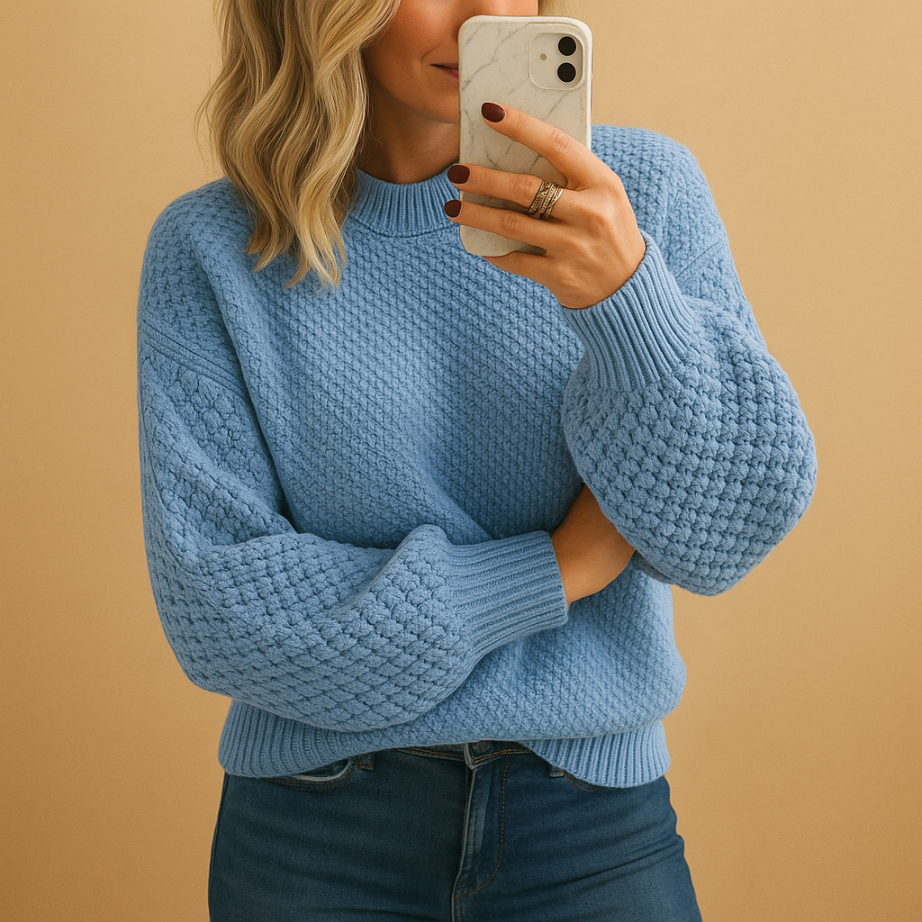Women's chunky knit pullover sweater relaxed fit long sleeve cozy everyday layering style