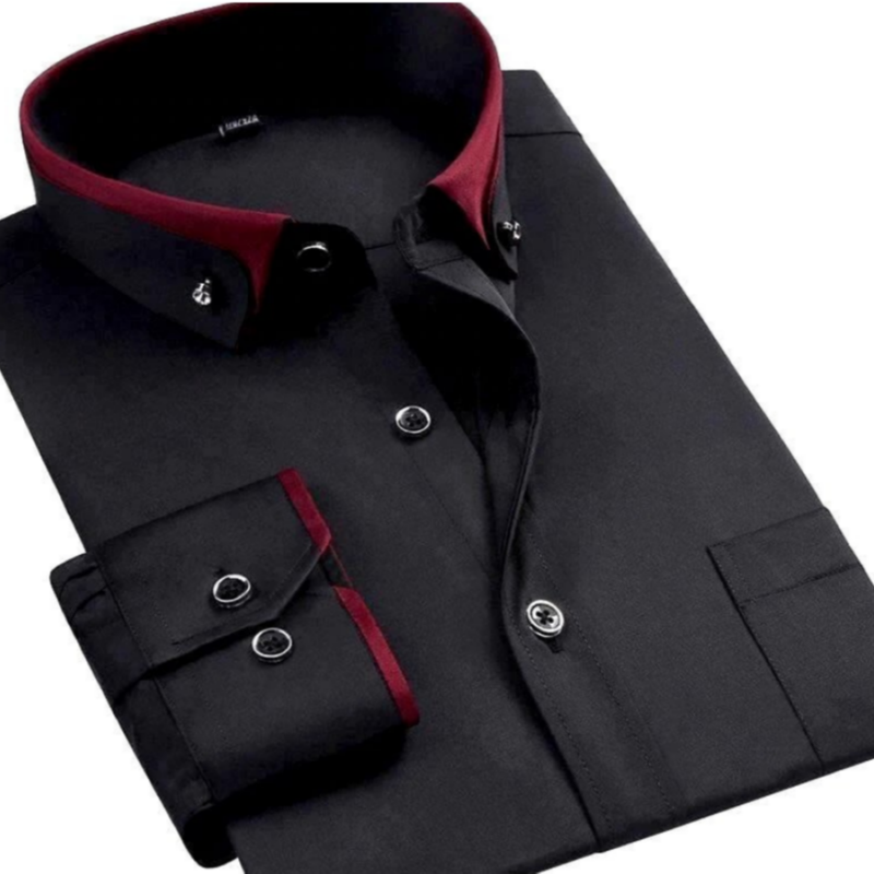 Ludger men's white long sleeve dress shirt breathable elegant modern slim fit for office