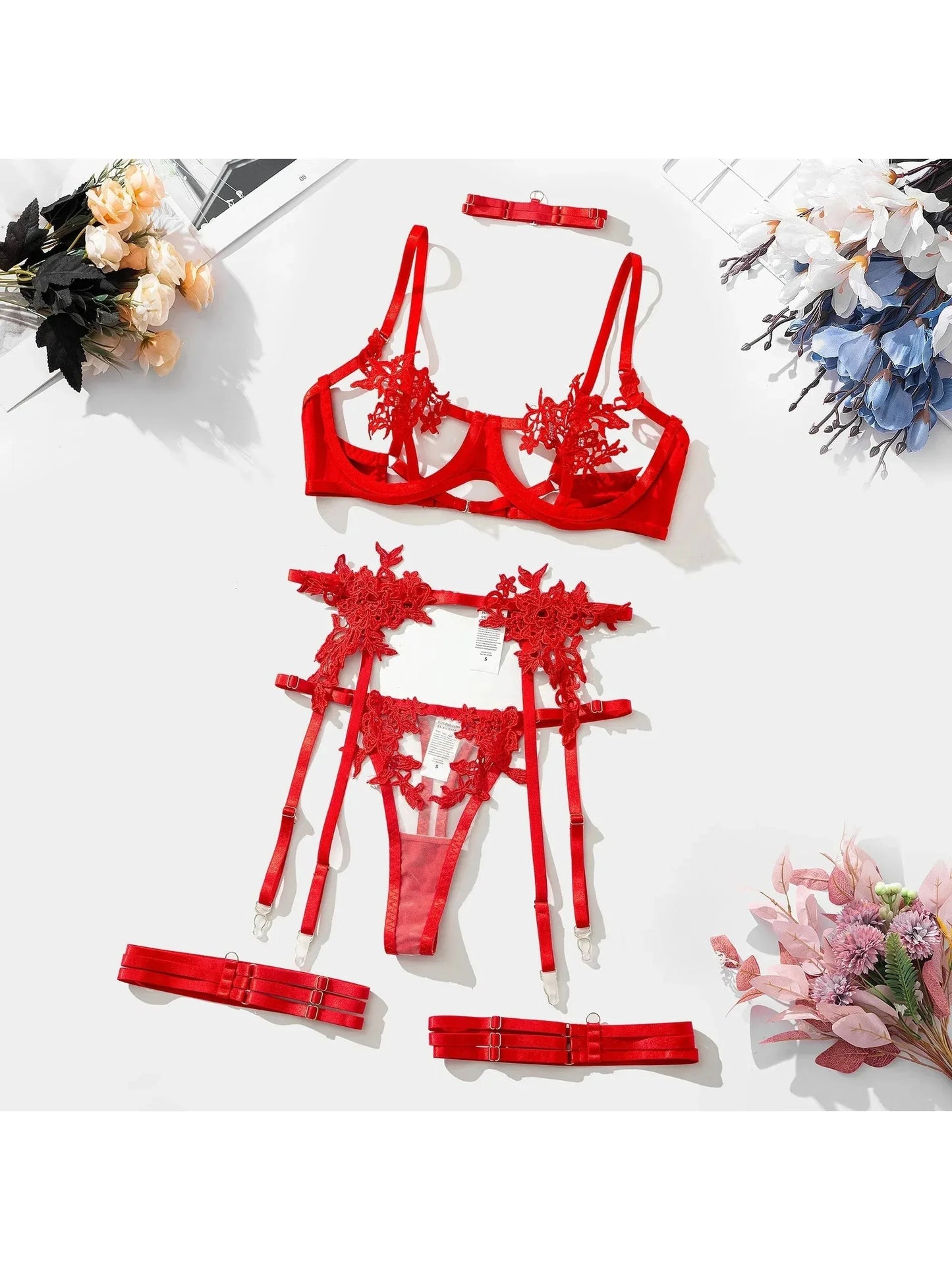Elena lace lingerie set in elegant nude, bra and matching panties with seductive curve-enhancing fit