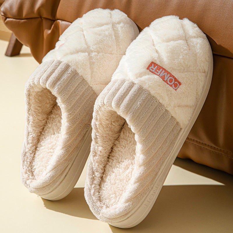 Women's waterproof winter slippers warm plush-lined indoor slide cozy cold-weather comfort footwear
