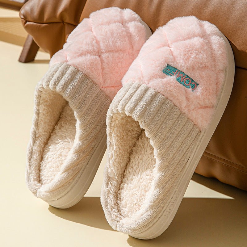 Women's waterproof winter slippers warm plush-lined indoor comfort slides cozy cold-weather footwear