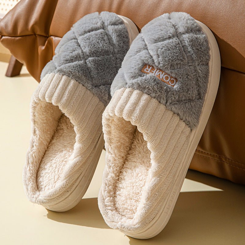 Women's waterproof winter slippers warm plush-lined indoor slip-on shoes cozy cold weather comfort