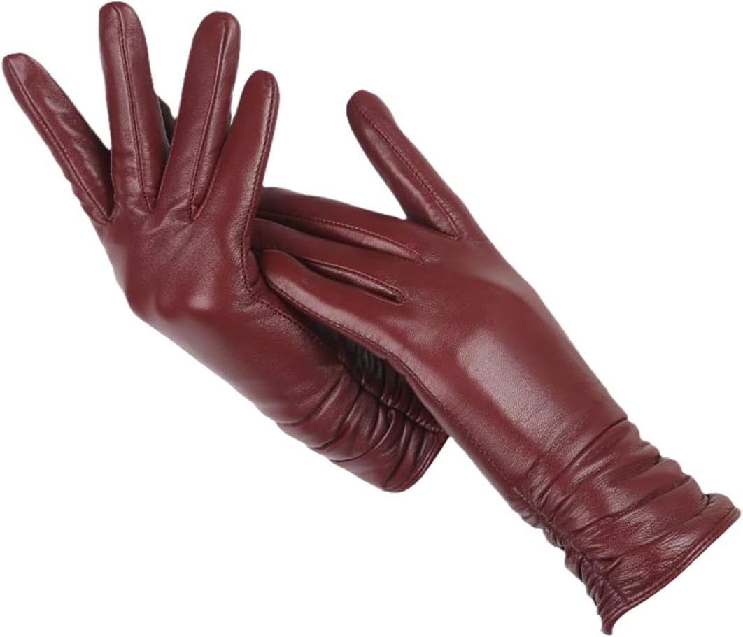 Women's Elise full grain leather gloves with soft wool lining, elegant winter style, multi-color