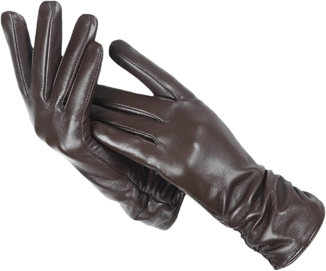 Women's Elise full grain leather gloves with soft wool lining, elegant winter style, ten colors